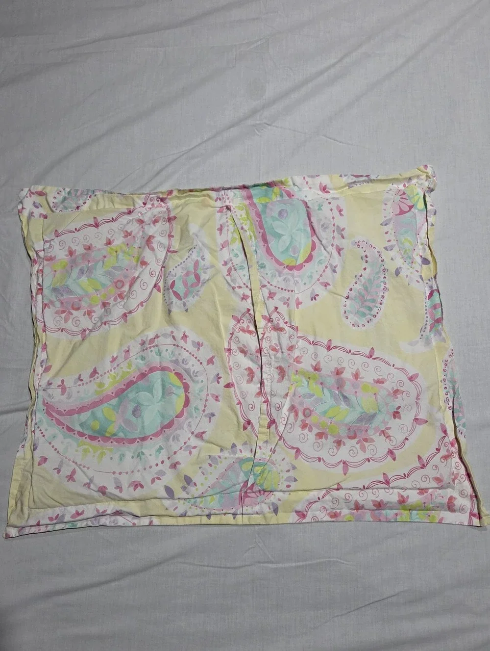 Pottery Barn Kids Yellow Paisley Standard Pillowcase 100% Cotton ONE SINGLE